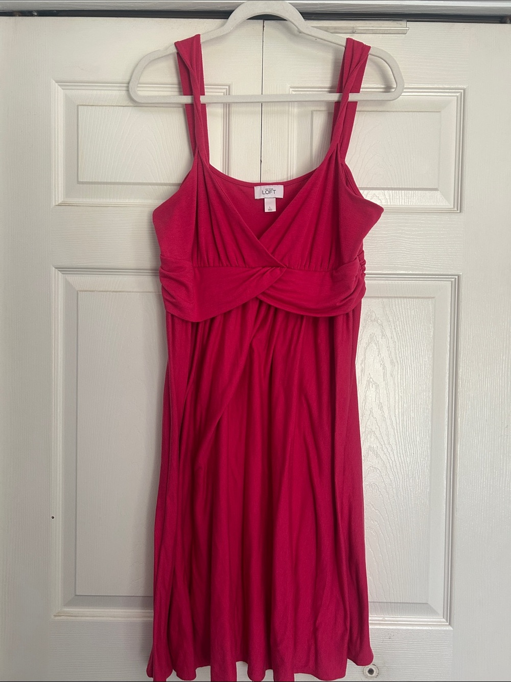 LOFT Hot Pink Sleeveless Twist-Front Dress